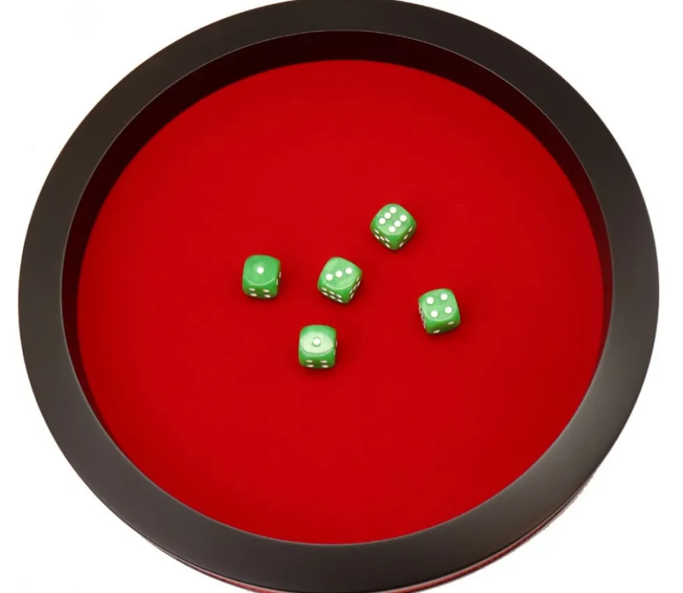 Piste dés rouge et noire de 43 cm avec 5 dés