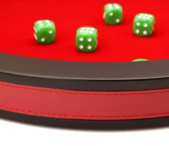 Piste dés rouge et noire de 43 cm avec 5 dés