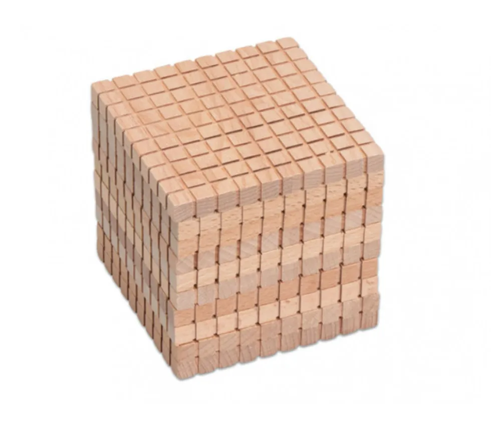 10 plaques 10 x 10 x 1 cm - Barres centaines Base 10 bois naturel