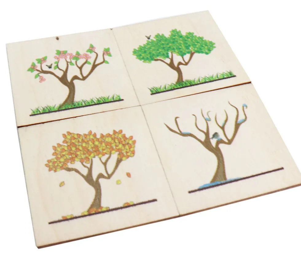 4 plaquettes bois 5 cm : les 4 saisons