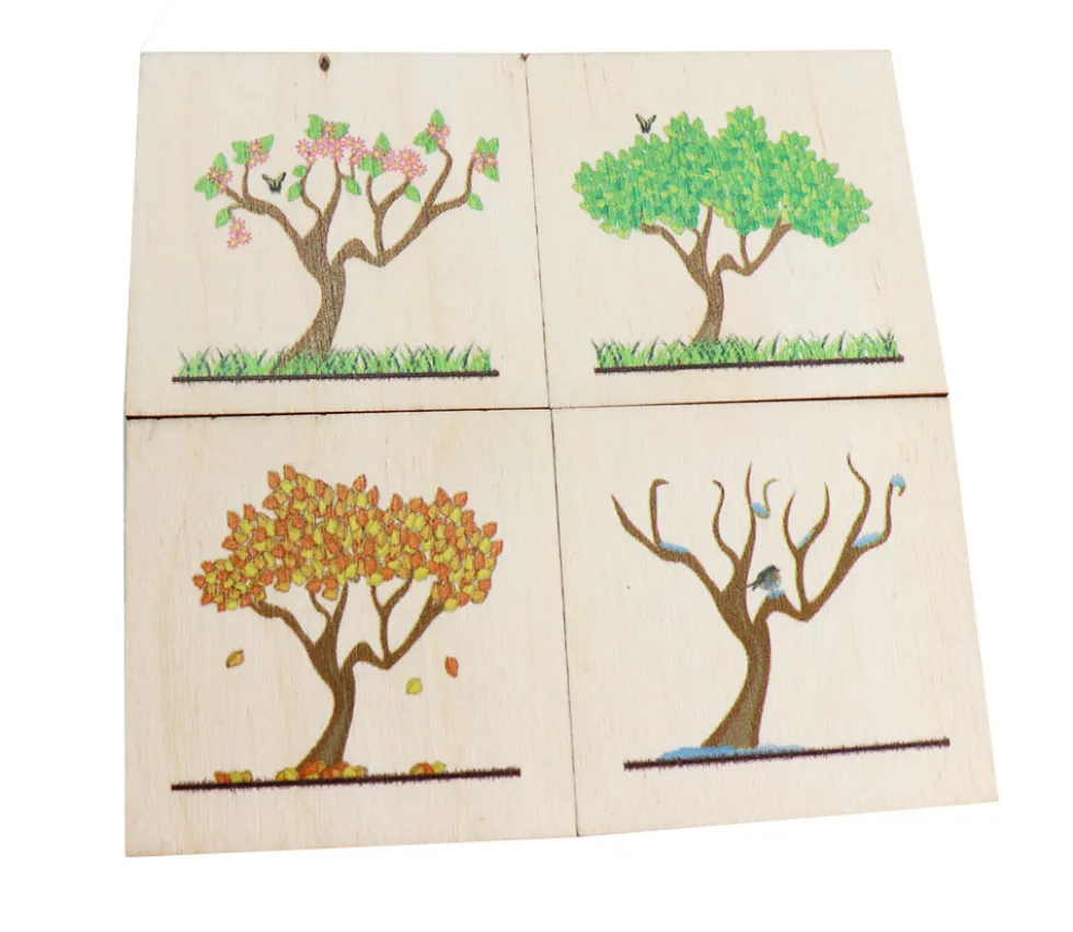 4 plaquettes bois 5 cm : les 4 saisons