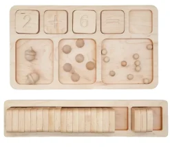 Plateau en bois massif cases pour calcul mathématiques 28 cm