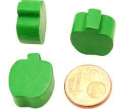 Pomme en bois verte de 16x18x8 mm