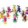 12 Porte-clés animaux bois colorés