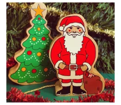 Père Noël en bois 105 x 74 x 25 mm personnage jeu