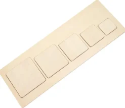Puzzle bois naturel 5 carrés - plateau 33 x 21 cm