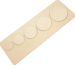 Puzzle bois naturel 5 ronds - plateau 33 x 21 cm