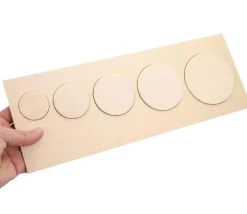 Puzzle bois naturel 5 ronds - plateau 33 x 21 cm