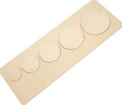 Puzzle bois naturel 5 ronds - plateau 33 x 21 cm