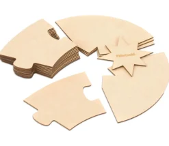 Puzzle bois rond géant neutre 70 cm - 17 pièces Montessori cercle annuel