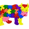 Puzzle en bois Animal + Alphabet - 24 pièces à assembler vache