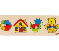 Puzzle en bois à boutons 4 pièces à encastrer jouets