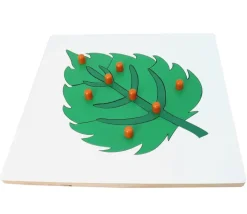 Puzzle en bois feuille - 8 pièces à boutons à encastrer