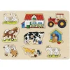 Puzzle en bois La Ferme 9 pièces à boutons à encastrer