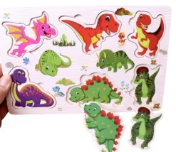 Puzzle en bois 6 à 7 pièces à encastrer monde marin