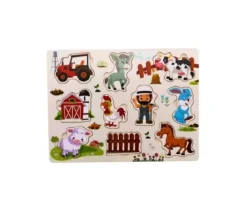 Puzzle en bois 10 à 11 pièces à encastrer La ferme