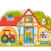 Puzzle en bois 7 pièces encastrement La ferme avec boutons enfant 1 an