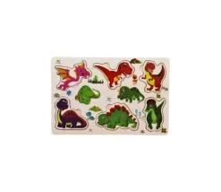 Puzzle en bois 6 à 7 pièces à encastrer dinosaures