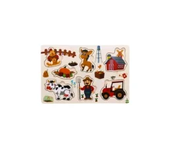 Puzzle en bois 6 à 7 pièces à encastrer monde de la ferme