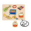 Puzzle en bois sonore instruments de musique à encastrer avec boutons