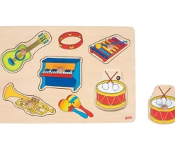 Puzzle en bois sonore instruments de musique à encastrer avec boutons
