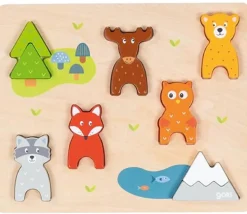 Puzzle jeu en bois Animaux forêt 8 pièces figurines