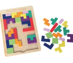 Puzzle multicolore en bois style Tétris - 40 pièces 8 couleurs