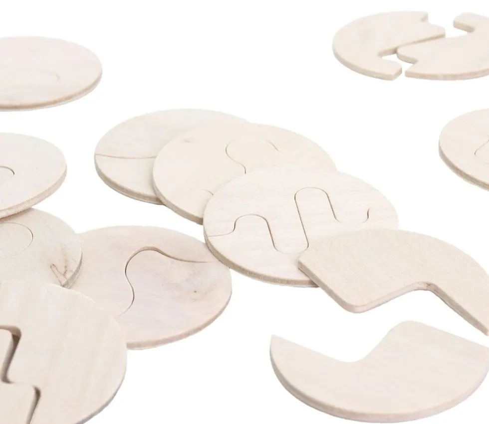 24 Puzzles bois de 2 demi-formes à assembler