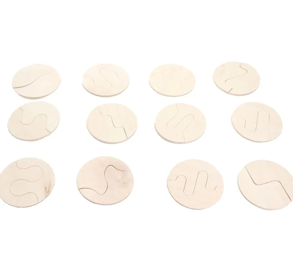 24 Puzzles bois de 2 demi-formes à assembler
