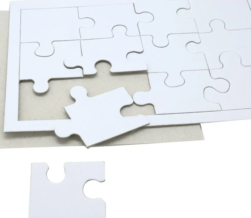 10 Puzzles carton blanc 12 pièces à personnaliser 22 x 14 cm