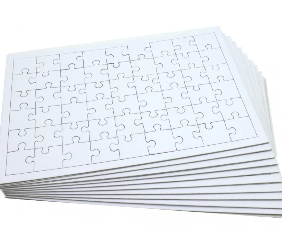 10 Puzzles carton blanc 54 pièces à personnaliser 24 x 16 cm
