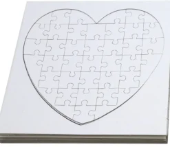 10 Puzzles cœur carton blanc 40 pièces à personnaliser 16 x 16 cm