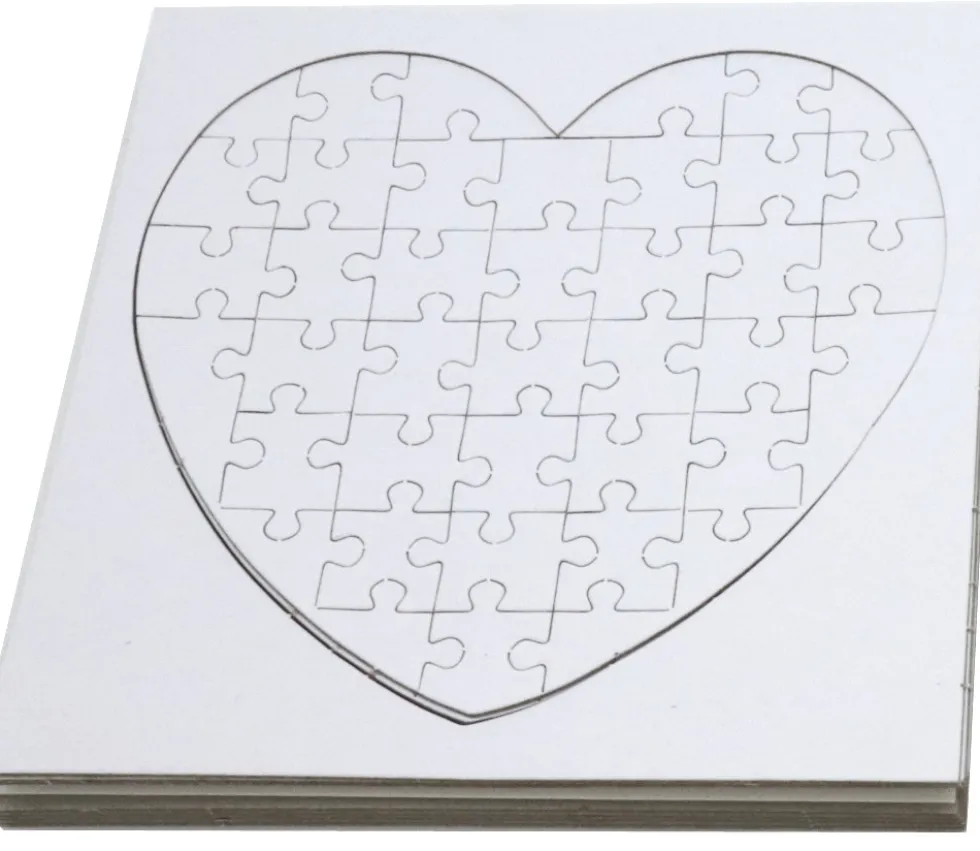 10 Puzzles cœur carton blanc 40 pièces à personnaliser 16 x 16 cm