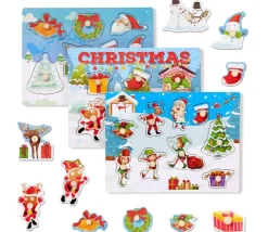3 puzzles en bois de Noël pour enfant