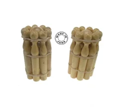 9 quilles bois verni 14 cm + boule - Fabrication française
