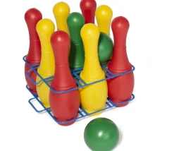 9 quilles 27 cm et 2 boules plastique bowling enfant