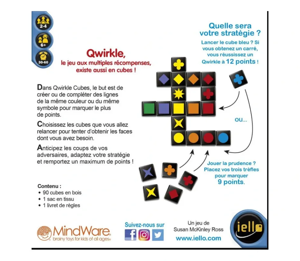 Qwirkle Cubes - Version cubes dés à jouer jeu formes et couleurs