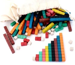 126 réglettes bois cuisenaire avec graduation 1 à 10 - bâtonnets comptage math