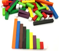 74 réglettes bois cuisenaire 1 à 10 cm - bâtonnets comptage math