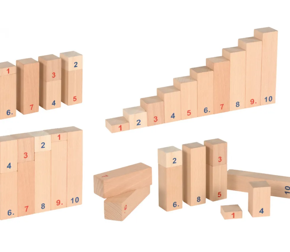 Réglettes bois numérotées de calcul de 1 à 10 math
