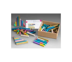 100 réglettes bois Rewood 10 couleurs Montessori 1 à 10 cm avec section unité
