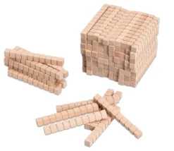 100 réglettes 10 x 1 x 1 cm - Barres Dizaines Base 10 bois naturel -