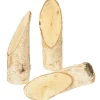 5 rondins en bois biseautés avec écorce. Hauteur environ 14 cm.