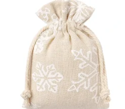 Sac beige flocon 8 x 10 cm imitation lin