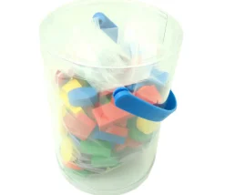 Sachet 108 Jetons jeux bois multicolores : rond, petits rectangles et grands rectangles pour mise