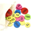 Sac 50 jetons bois numérotés de 10 à 1000 BELOTE TAROT