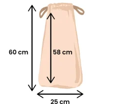 Sac tissu long + 60 x 25 cm - sachet 100 % coton écru