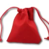 Sac tissu rouge 9 x 8 cm avec cordelette - style velours