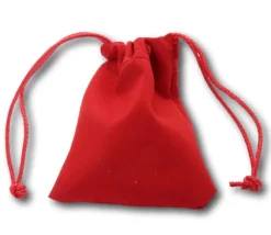 Sac tissu rouge 9 x 8 cm avec cordelette - style velours