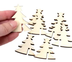 10 sapins en bois 5 cm avec encoche (marqueurs de verre)